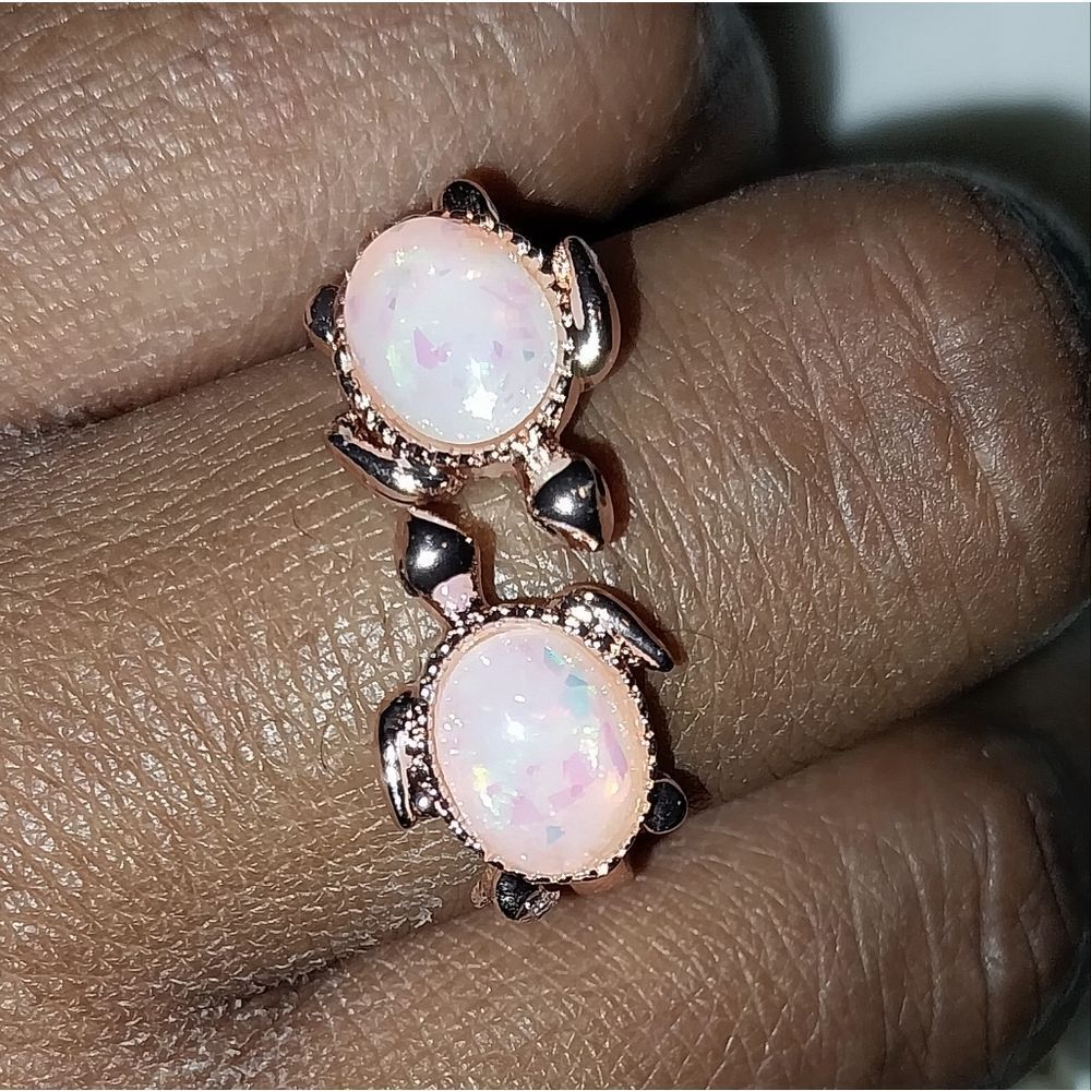 Ladies Vintageb Rose golden Turtle Adjustable Ring